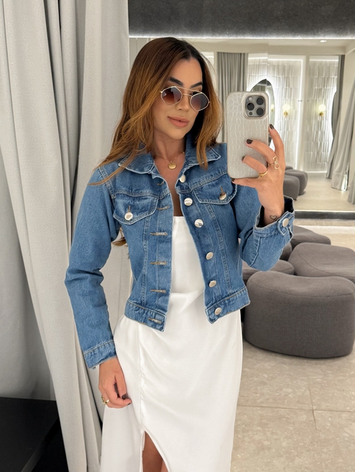 Jaqueta Jeans Escura Luma - Loja La Mina 