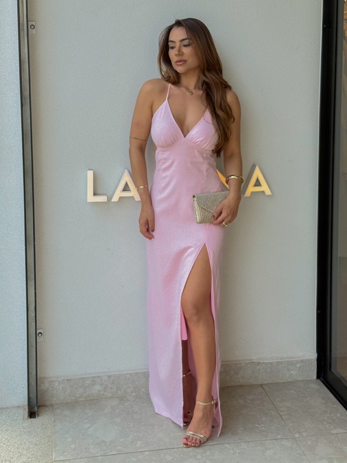 Vestido Midi Manuela Rosa - Loja La Mina 