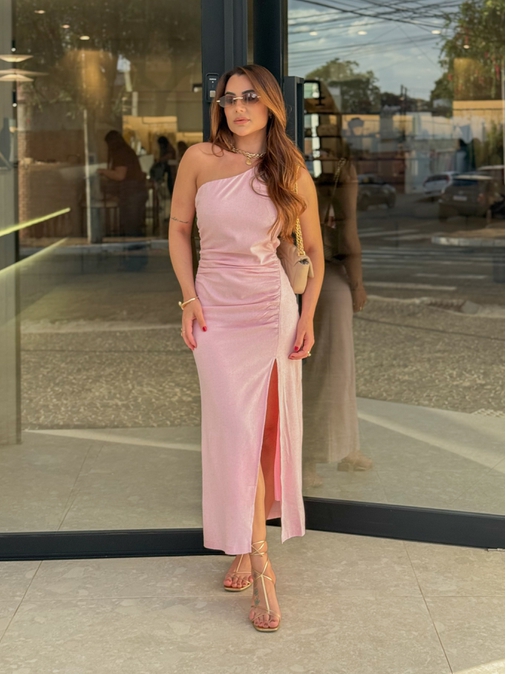 Vestido Midi Selena Rosa - Loja La Mina 
