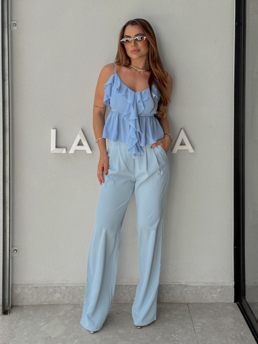Calça Pantalona Kenia Azul - Loja La Mina 