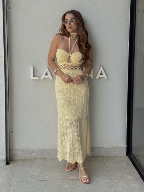 Vestido Tricot Verônica Manteiga - Loja La Mina 