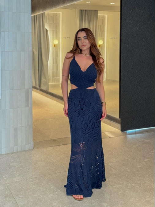 Vestido Tricot Ariela Azul - Loja La Mina 