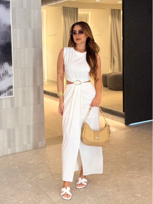 Vestido Fivela Elise Branco - Loja La Mina 