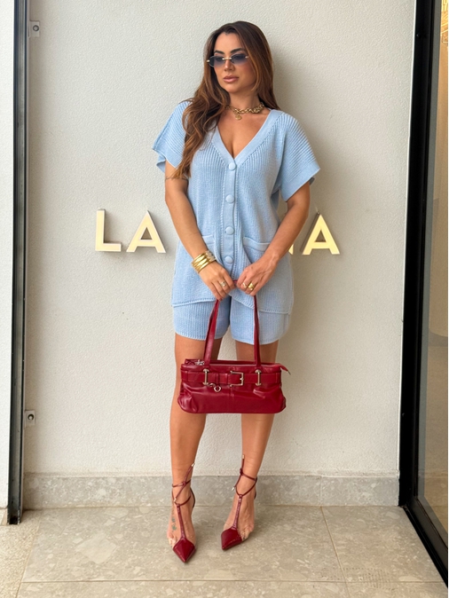 Conjunto Tricot Camily Azul - Loja La Mina 