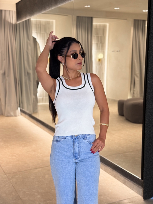 Blusa Regata Nicole Branca - Loja La Mina 