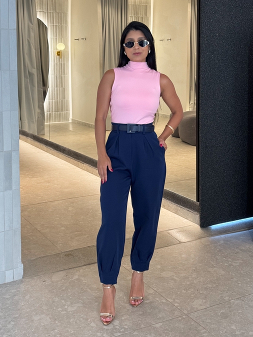 Calça Alfaiataria Cenoura Marinho - Loja La Mina 