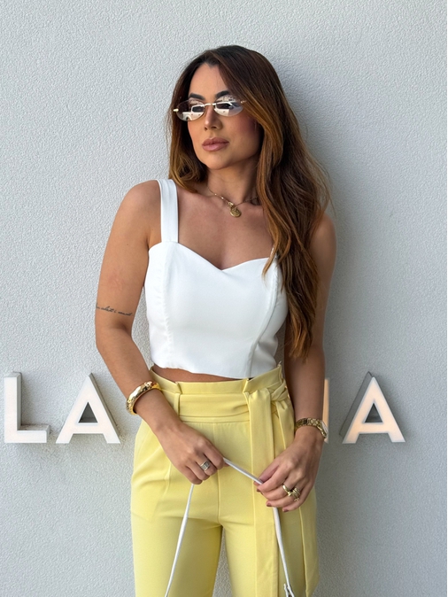 Blusa Alfaiataria Eva Branca - Loja La Mina 