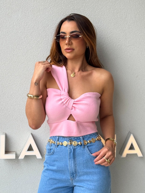 Blusa Tricot Vitória Rosa - Loja La Mina 