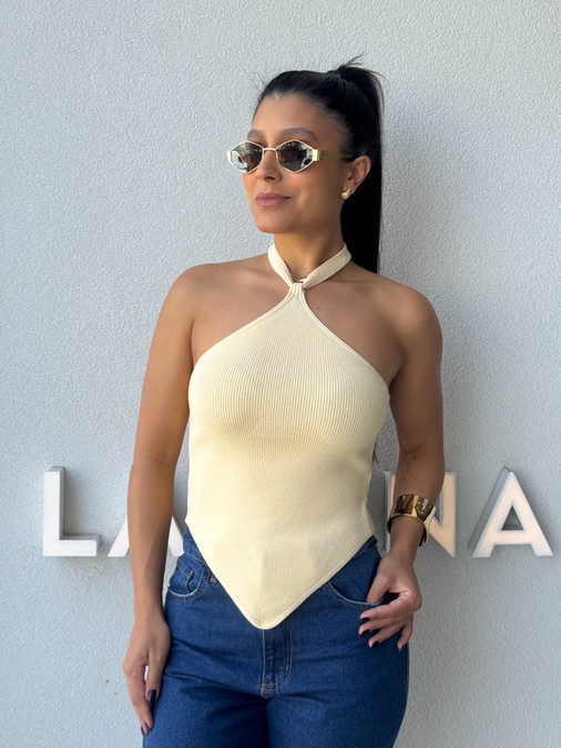 Blusa Frente Única Berenice Manteiga - Loja La Mina 