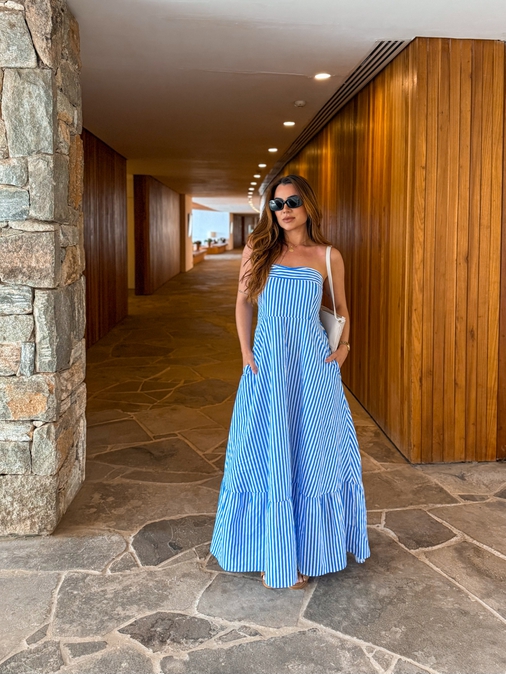 Vestido Listrado Tomara que Caia Alanis - Loja La Mina 