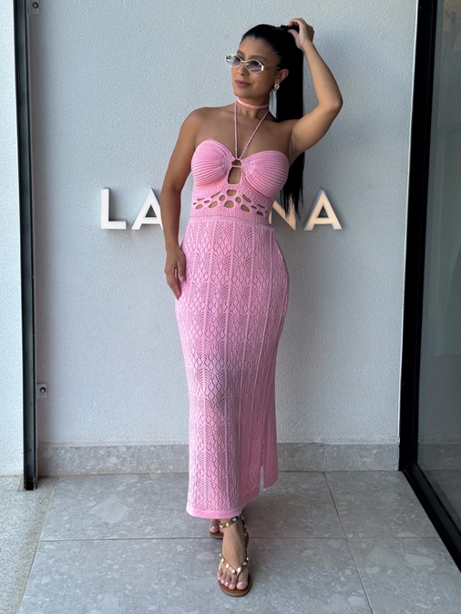 Vestido Tricot Verônica Rosa - Loja La Mina 