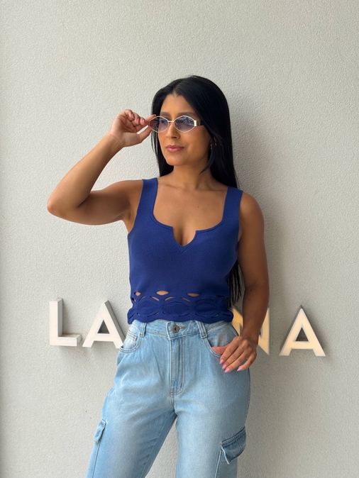 Blusa Tricot Sol Azul - Loja La Mina 