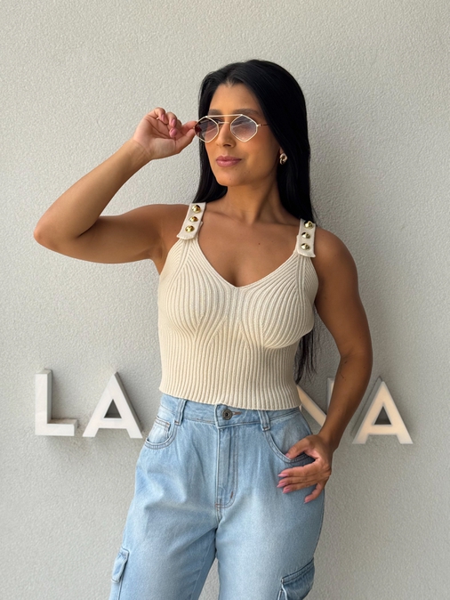 Blusa Tricot Daniela Areia - Loja La Mina 