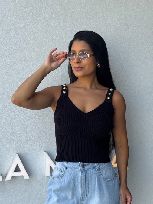 Blusa Tricot Daniela Preta - Loja La Mina 
