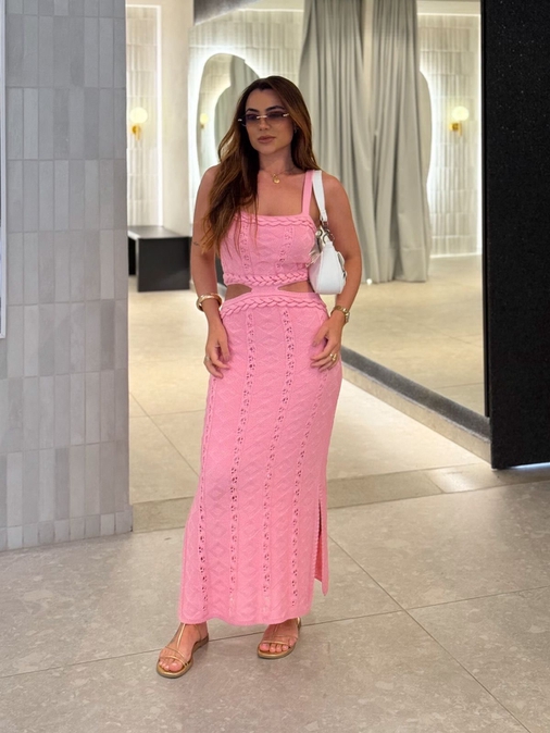 Vestido Tricot Juliana Rosa - Loja La Mina 