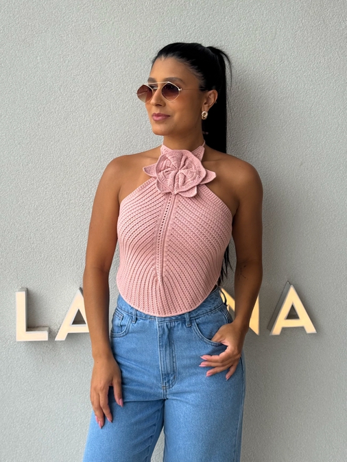 Blusa Tricot Sil Rosa - Loja La Mina 