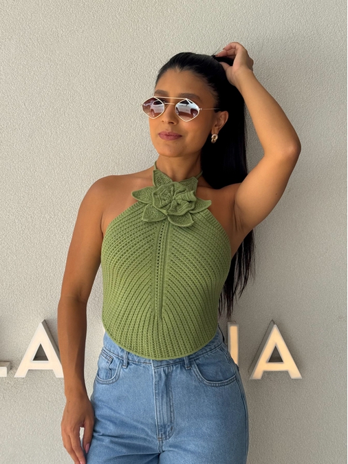 Blusa Tricot Sil Verde - Loja La Mina 