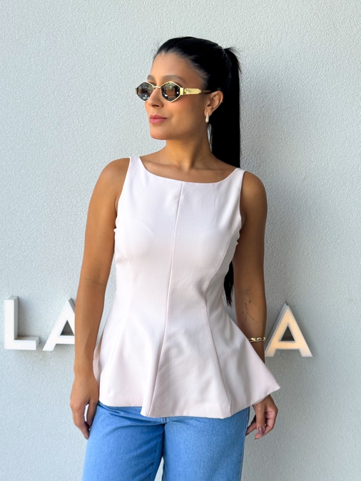 Blusa Peplum Natalie Rosa - Loja La Mina 