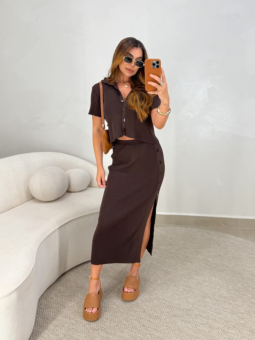 Conjunto Botões Vivian Café - Loja La Mina 