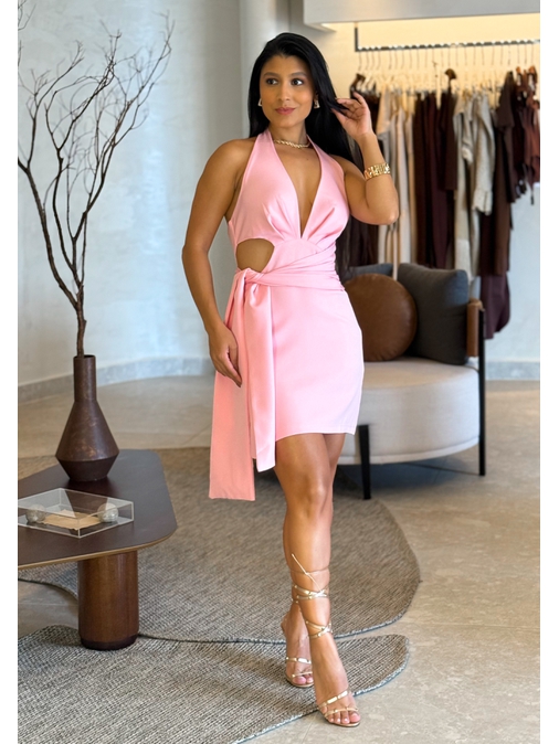Vestido Decote Betina Rosa - Loja La Mina 