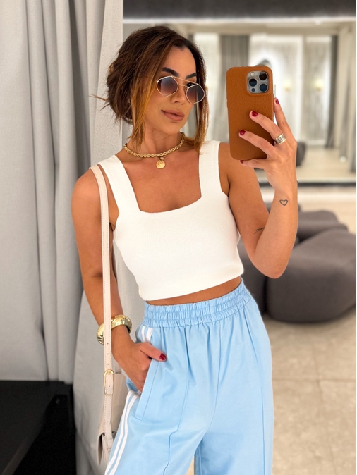 Blusa Gola Quadrada Marisa Branco - Loja La Mina 