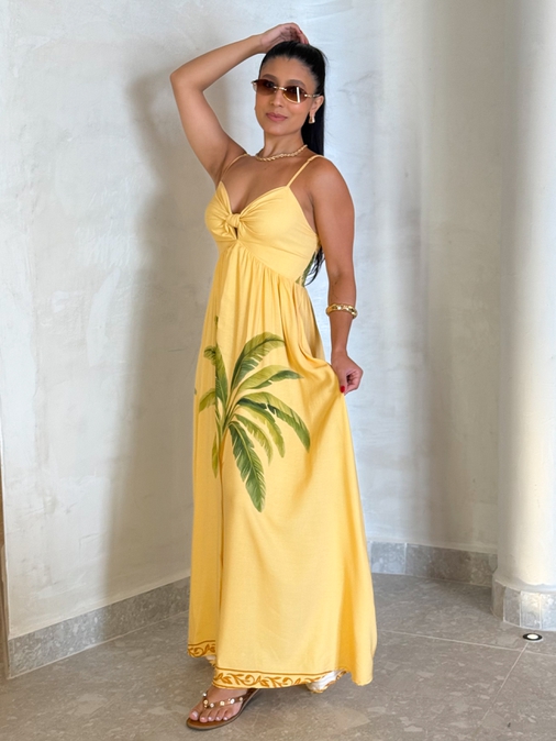 Vestido Estampado Floripa Amarelo - Loja La Mina 