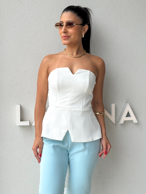 Blusa Alfaiataria Camille Branca - Loja La Mina 