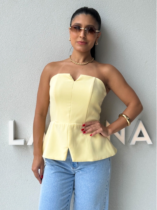 Blusa Alfaiataria Camille Amarela - Loja La Mina 