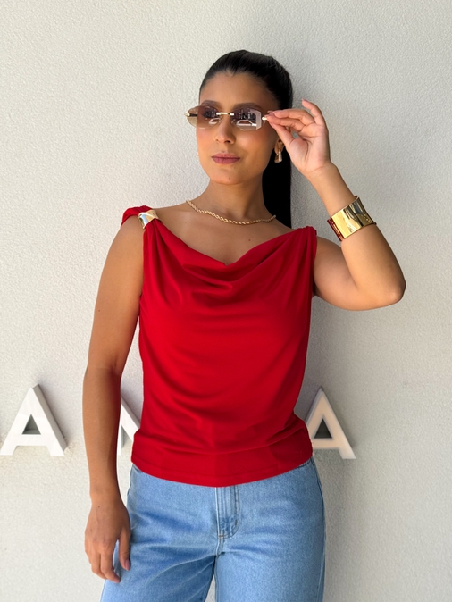 Blusa Ombro a Ombro Emília Vermelha - Loja La Mina 
