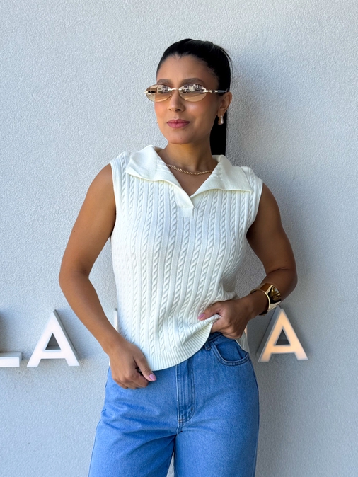 Blusa Gola Polo Pamela Off - Loja La Mina 