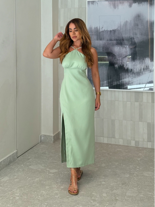 Vestido Midi Carine Verde - Loja La Mina 