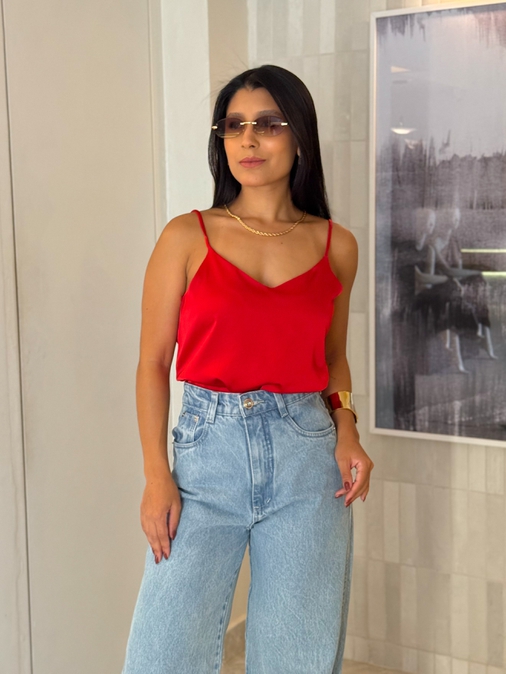 Blusa Cetim Cristiane Vermelha - Loja La Mina 