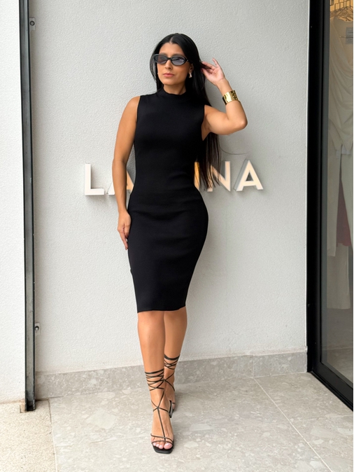 Vestido Tricot Valéria Preto - Loja La Mina 