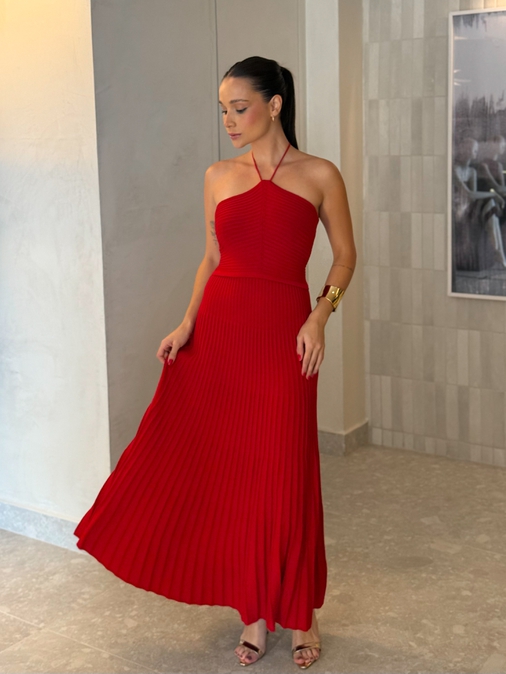 Vestido Tricot Clarisse Vermelho - Loja La Mina 