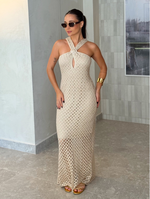 Vestido Tricot Jordana Areia - Loja La Mina 