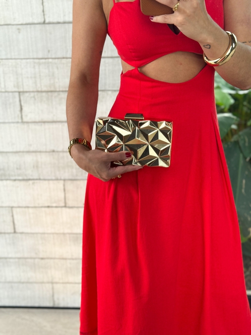 Clutch Geometrica Dourada - Loja La Mina 