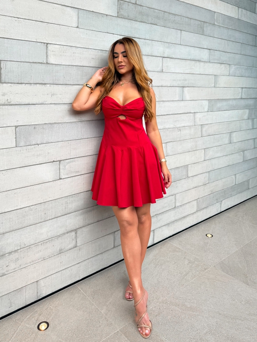 Vestido Decote Jully Vermelho - Loja La Mina 
