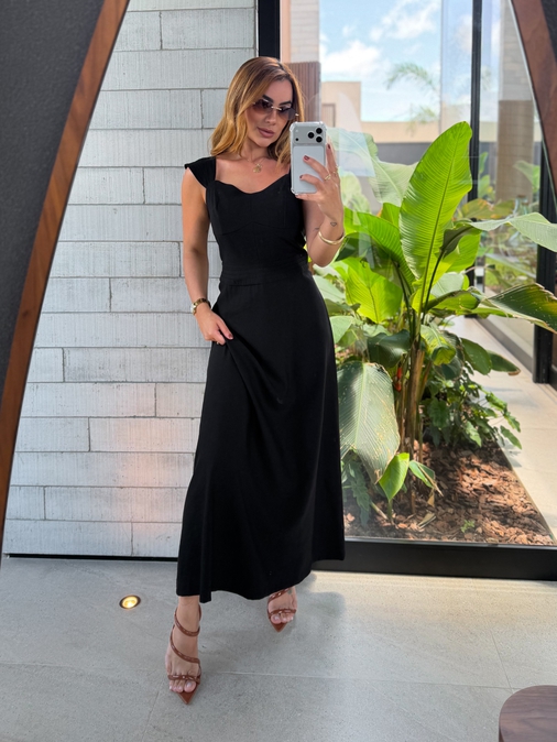 Vestido Alça Kali Preto - Loja La Mina 