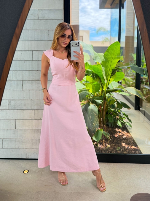 Vestido Alça Kali Rosa - Loja La Mina 