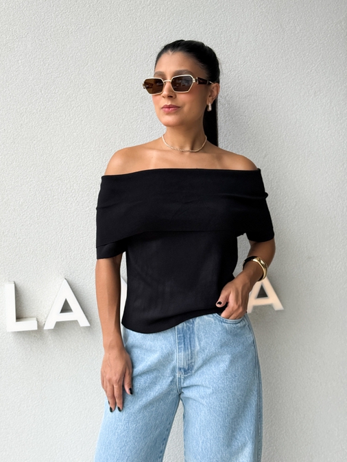 Blusa Ombro a Ombro Aura Preta - Loja La Mina 