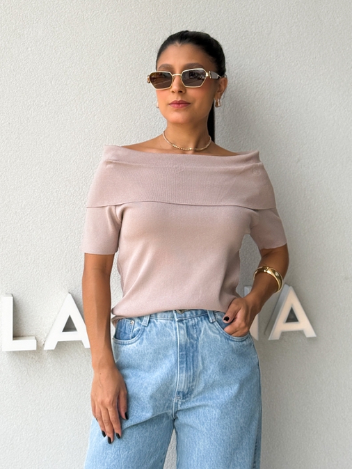 Blusa Ombro a Ombro Aura Avelã - Loja La Mina 