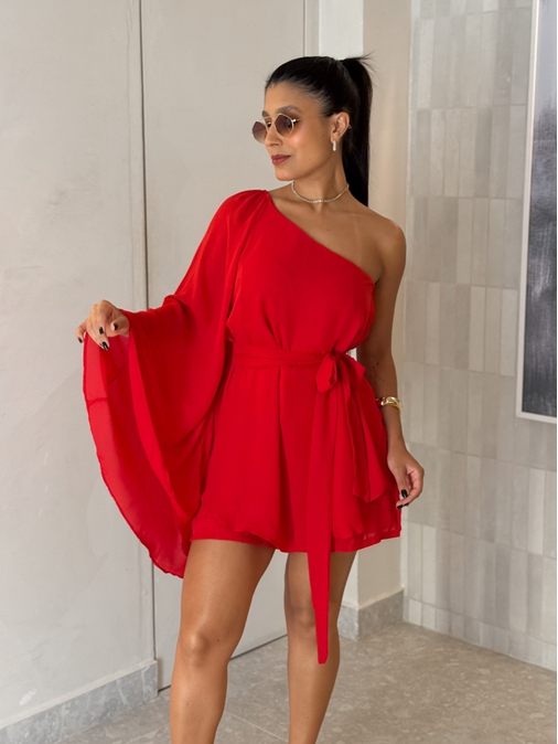 Macaquinho Bata Francine Vermelho - Loja La Mina 