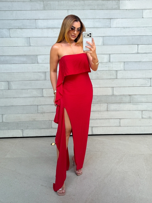 Vestido Tomara Que Caia Taylor Vermelho - Loja La Mina 