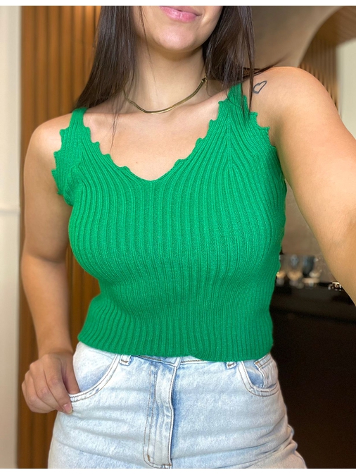 Cropped Tricot Alcinha Verde - Loja La Mina 