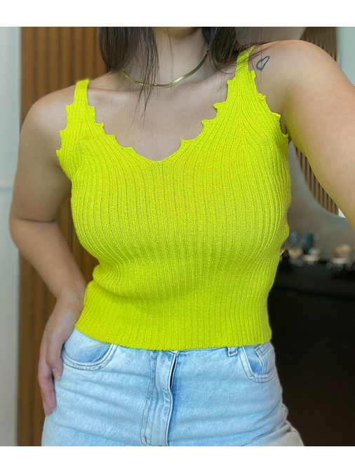 Cropped Tricot Alcinha Lima - Loja La Mina 