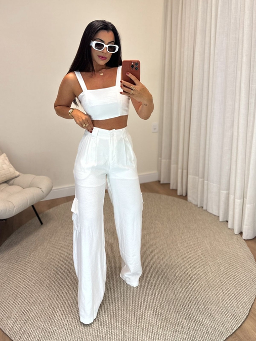 Conjunto Calça Beatriz Branco - Loja La Mina 