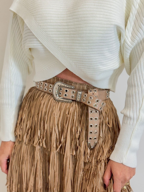 Cinto Fivela Ilhós Capuccino - Loja La Mina 