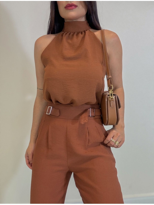 Blusa Gola Alta Julia Marrom - Loja La Mina 