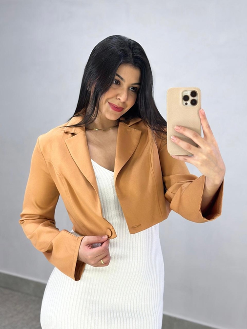 Blazer Cropped Curcúma - Loja La Mina 