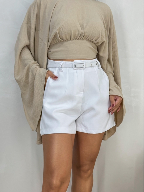 Short Alfaiataria Berlim Branco - Loja La Mina 